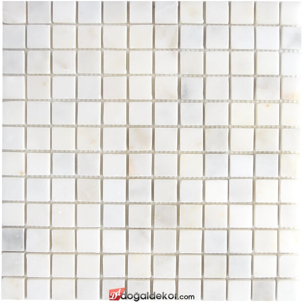 23x23mm Parlak Beyaz Fileli Mermer Mozaik- DT1409